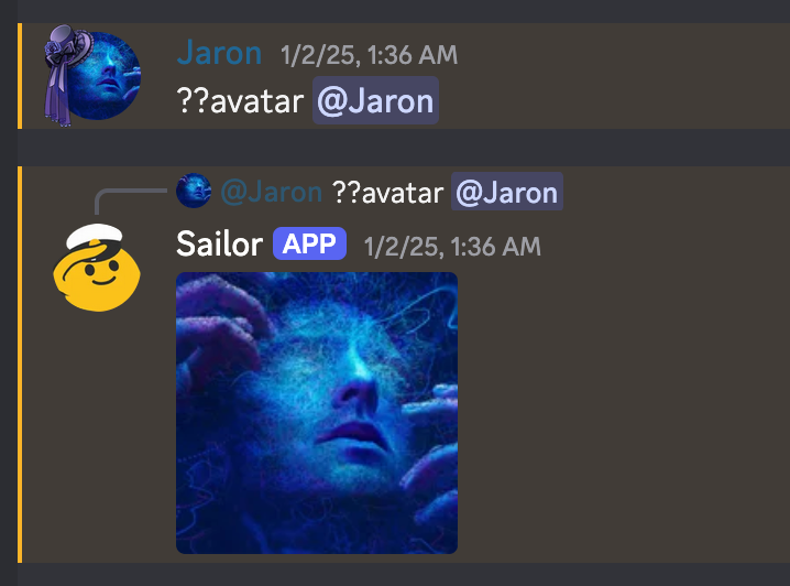Example command used in Discord